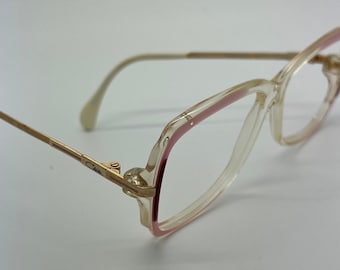Vintage New Old Stock Cazal Clear Gold Pink Fuscia Eyeglass Frames Mod 177 NO LENSES