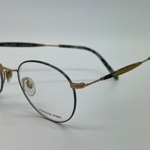 Vintage New Old Stock Gucci Gold Floral Blue Eyeglass Frames Mod GG 1343 DEMO LENSES