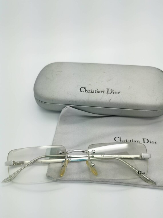 Vintage Christian Dior Silver Rimless Sunglasses M