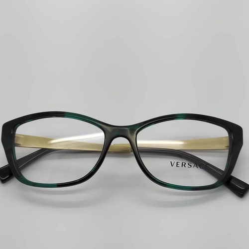 Vintage New Old Stock Versace shops Green Tortoise Gold Eyeglass Frames Mod 3236 DEMO LENSES