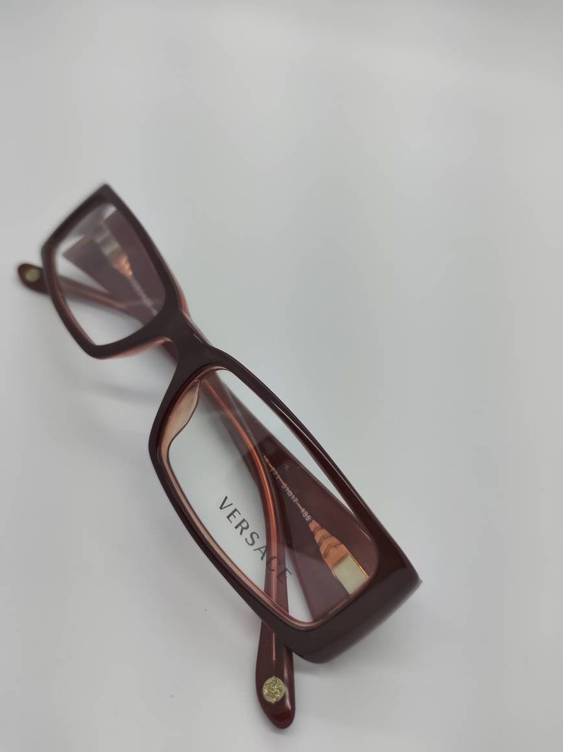 Vintage New Old Stock Versace Burgundy Gold Eyeglass Frames Mod 3105 DEMO LENSES image 7