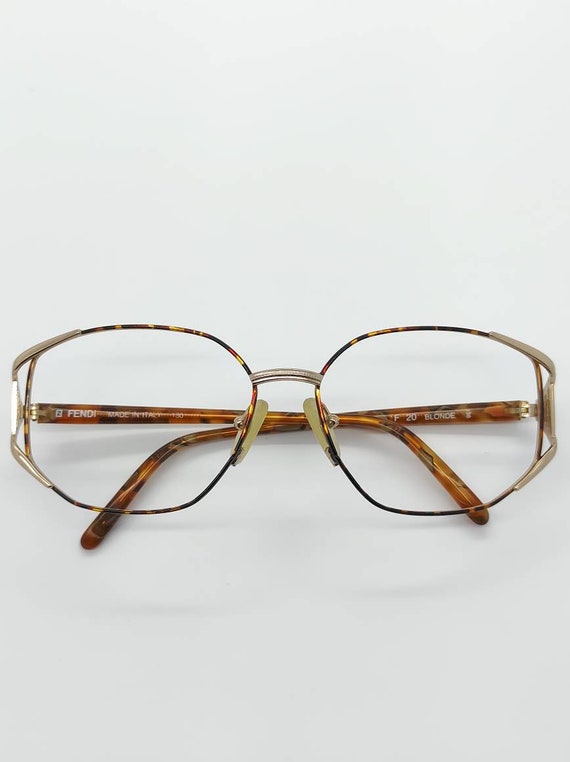 Vintage Fendi Blonde Tortoise Gold Eyeglass Frame… - image 4