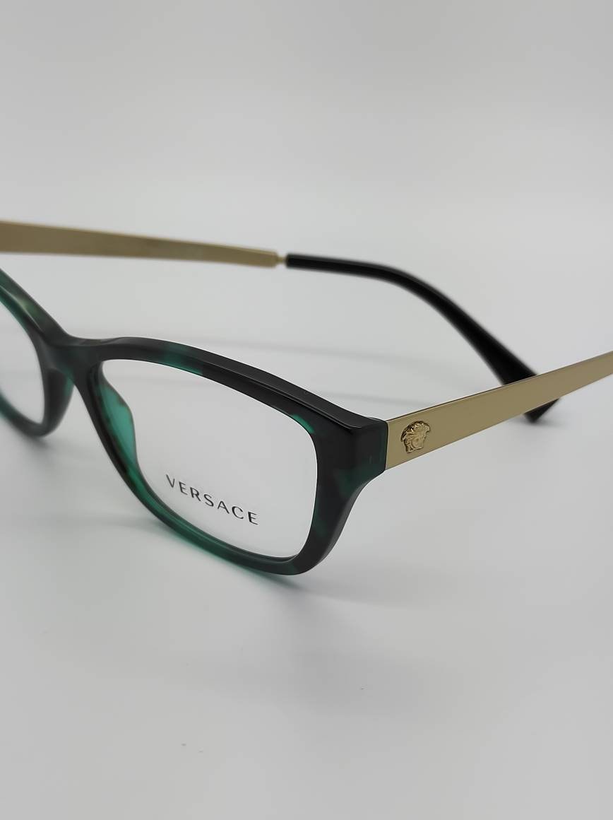 Vintage New Old Stock Versace Green Tortoise Gold Eyeglass Frames Mod 3236 DEMO LENSES