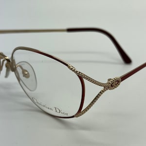 Vintage New Old Stock Christian Dior Gold Burgundy Eyeglass Frames Mod 2712 DEMO LENSES