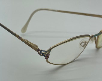 Vintage Cazal Gold Baby Blue Turquesa Púrpura Gafas Marco Mod 429 RX LENTES