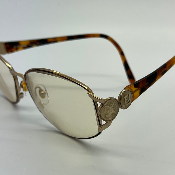 Vintage Fendi Gold Plated Eyeglass Frames Mod F22 RX LENSES