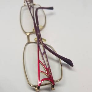 Vintage Cazal Purple Red Gold tone Eyeglasses Frames RX LENSES