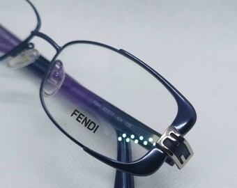 Fendi Navy Metal-Acetate  Eyeglasses 
Frames Mod F944 DEMO LENSES Vintage Fendi Blue Metal Semi Rimless Eyeglass Frames Mod  main image 4