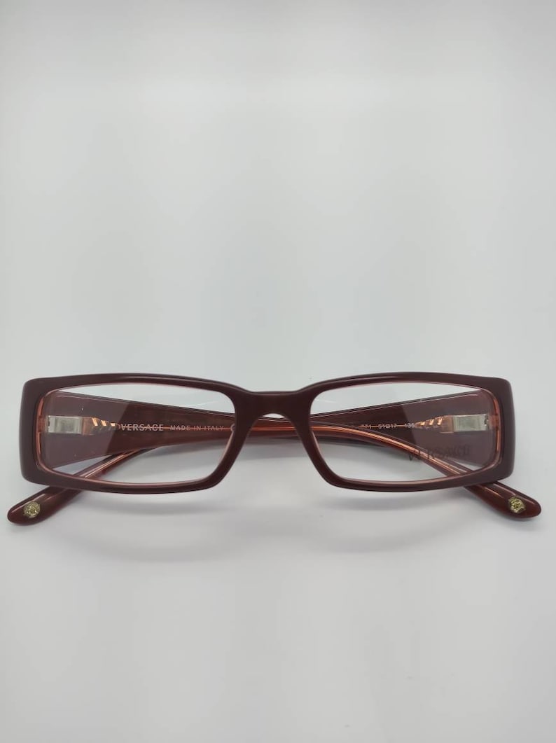 Vintage New Old Stock Versace Burgundy Gold Eyeglass Frames Mod 3105 DEMO LENSES image 9