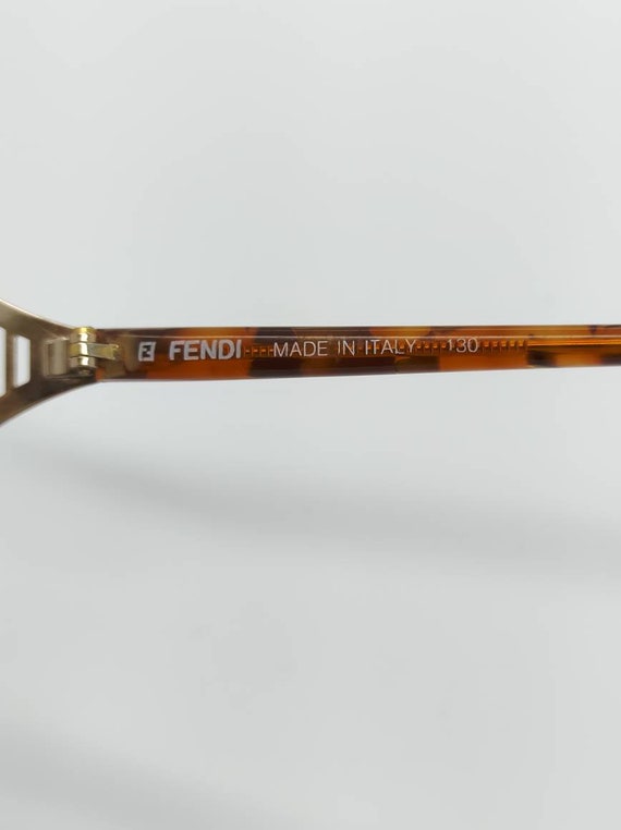 Vintage Fendi Blonde Tortoise Gold Eyeglass Frame… - image 7