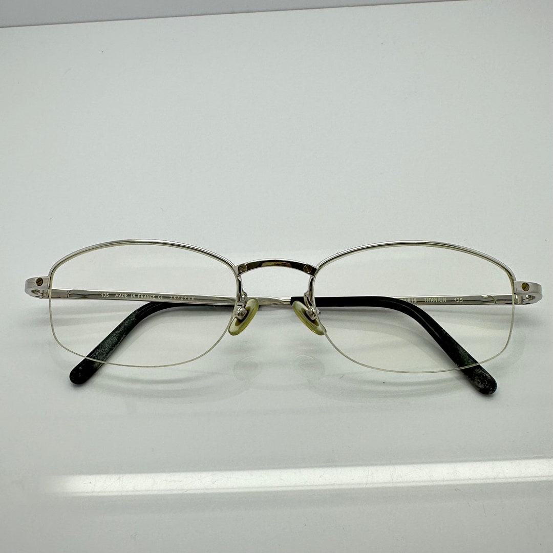 Vintage Cartier Semi Rimless Platinum Titanium Santo Eyeglass Frames RX ...