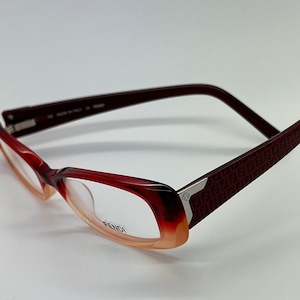 Vintage New Old Stock Fendi Burgundy Cream Monogram Eyeglass Frames Mod F967 DEMO LENSES
