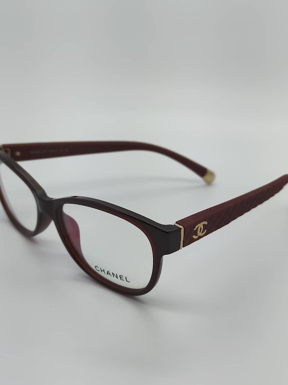 Vintage New Old Stock Chanel Burgundy Gold Eyeglass Frames Mod 