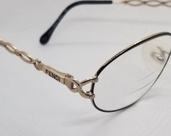 Vintage Fendi Gold Eyeglasses Frames Mod F48 RX LENSES