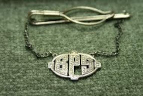 BPS Monogram Sterling and Hematite Tie Bar - image 1