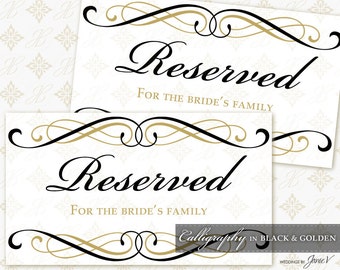diy printable wedding reserved sign template printable etsy