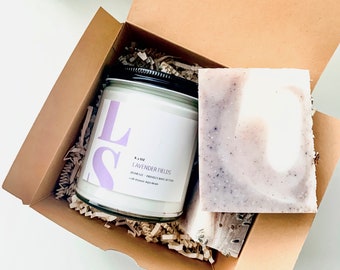 Self Care Box {Lavender Field Set} Handmade Gifts for Her Body Butter + Soap | Natural | glow | radiant | Hydrating | Green beauty