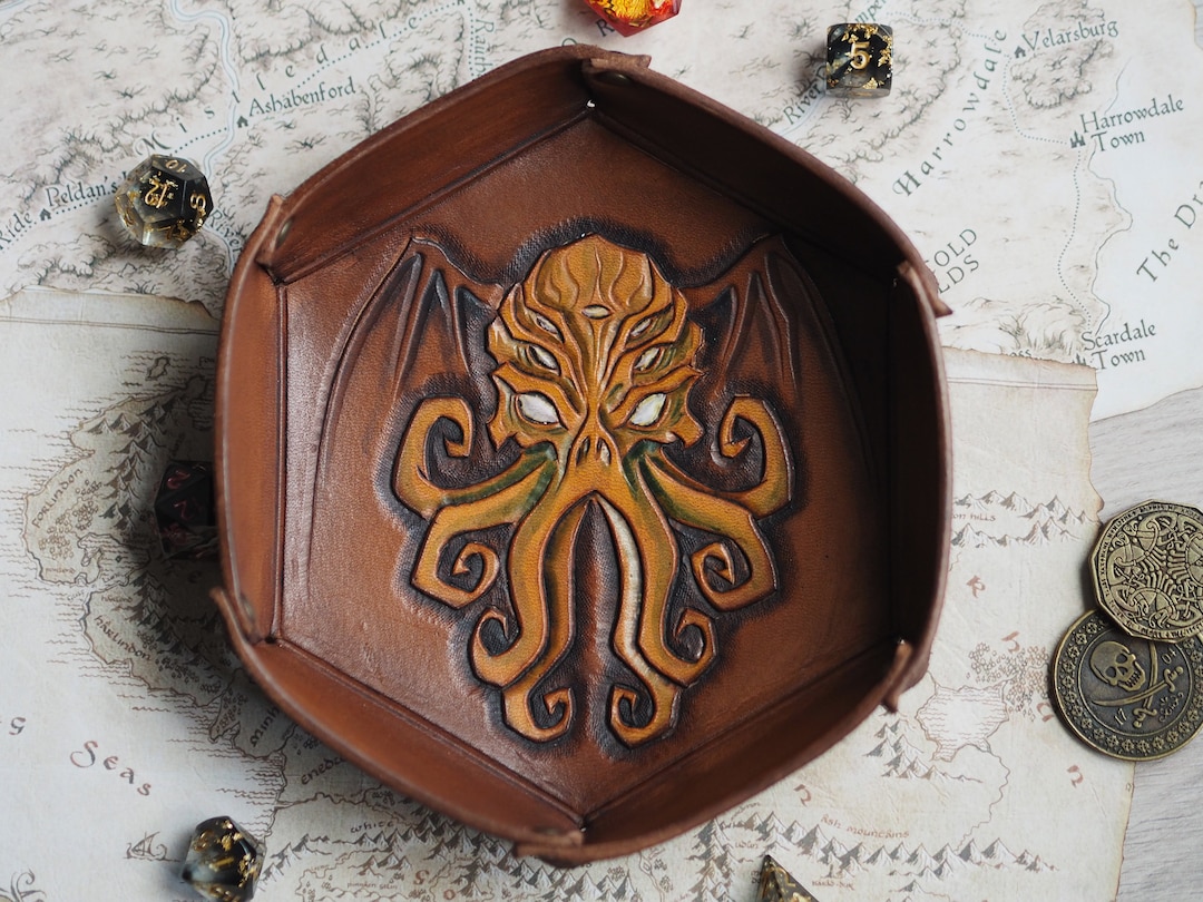 Cthulhu Dice Tray Leather Dice Roller D&D Dnd Dice Tray Etsy