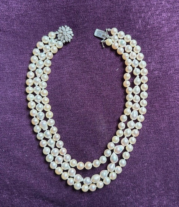 Gorgeous, 3-strand Natural, Baroque, Akoya Pearls… - image 1