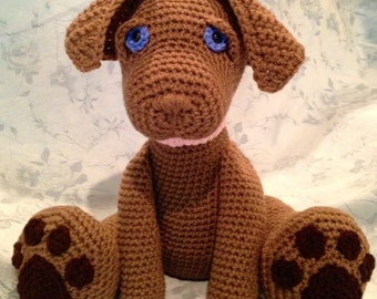 PATTERN: Chocolate Labrador Pouty Puppy Amigurumi