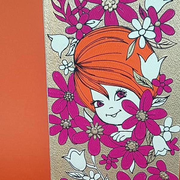 Cute vintage birthday card | Retro floral | Just peeking in to wish you happy birthday | No.68