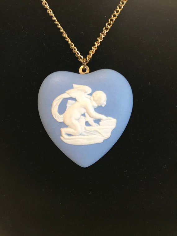 Wedgwood heart shaped Cupid necklace