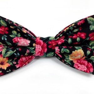 Black Floral Bow Tie, Floral Bow Tie, Multicoloured Bow Tie, Formal Bow Tie, Novelty Bow Tie, Wedding Bow Tie, Designer Bow Tie, Bow Tie