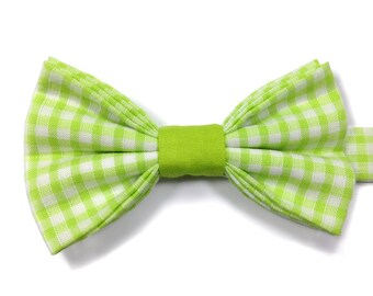 Gingham Bow Tie, Lime Green Kids Bow Tie, Boys Lime Green Bow Tie, Children's Bow Tie, Page Boy Bow Tie, Birthday Bow Tie, Wedding Bow Tie