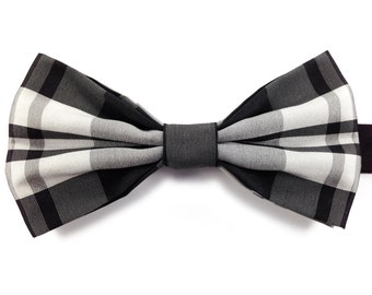 Black & White Tartan Bow Tie, Plaid Bow Tie, Bow Tie for Men, Formal Bow Tie, Novelty Bow Tie, Wedding Bow Tie, Designer Bow Tie, Bowties