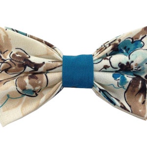 Floral Bow Tie, Blue & Brown Floral Bow Tie, Flower Bow Tie, Bow Tie for Men, Bow Tie, Formal Bow Tie, Novelty Bow Tie, Designer Bow Tie