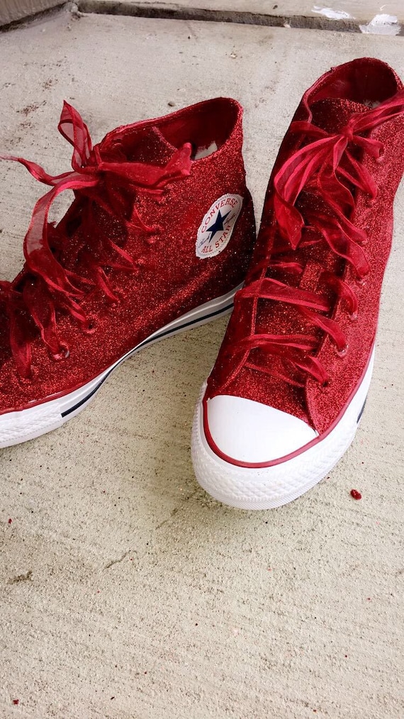 converse red sparkle shoes