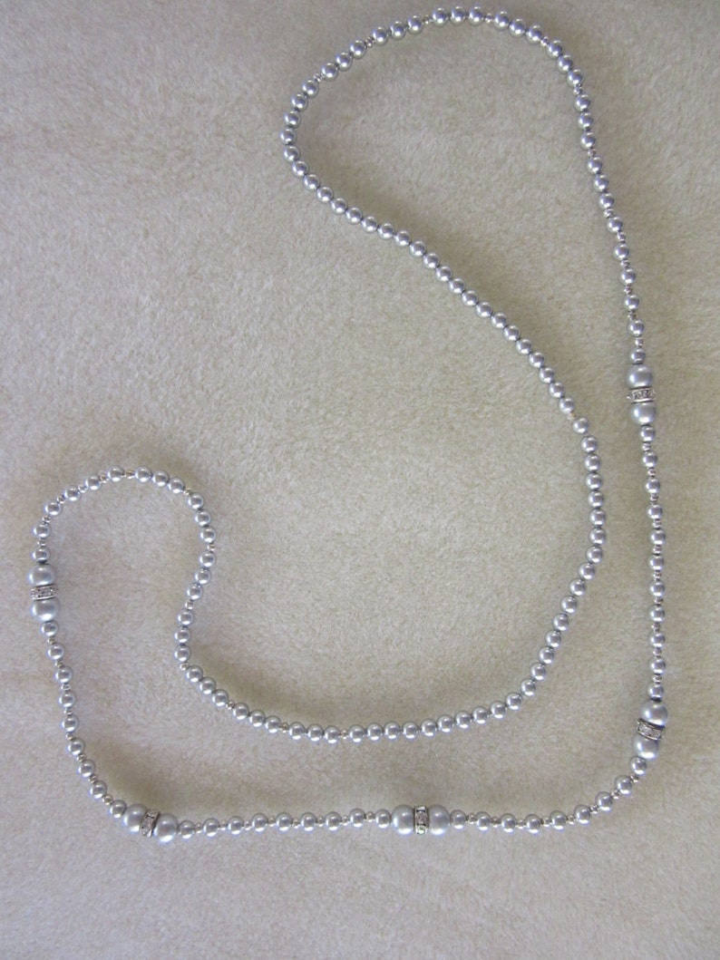 Handmade necklace of Swarovski pearls. 28 inch necklace. | Etsy