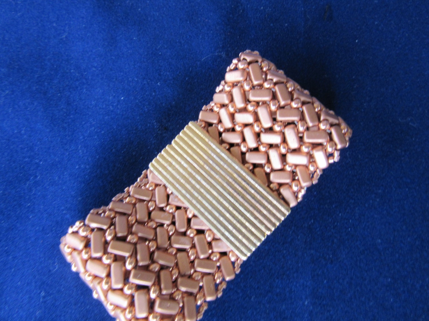 Rose gold cuff bracelet. Handmade modern take on Aztec art. Etsy