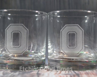 Ohio State Rocks Glass - Officially licensed Ohio State Block O Rocks Glass Set of 2