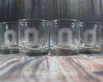 Ohio State Rocks Glass - Officially licensed Ohio State Block O Rocks Glass Set of 4