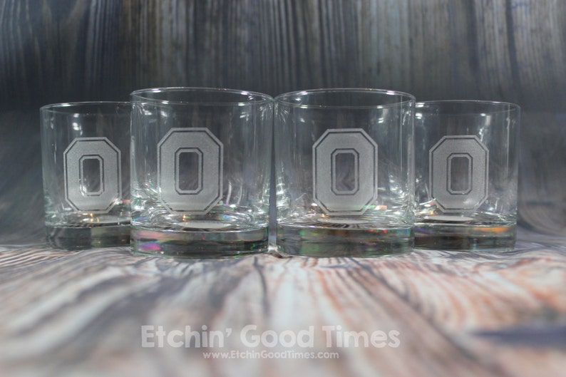 Ohio State Rocks Glass Officially licensed Ohio State Block O Rocks Glass Set of 4 image 1