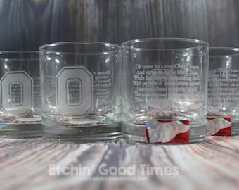Ohio State Rocks Glass - Officially licensed Ohio State Carmen Ohio Rocks Glass Set of 4