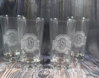 Ohio State Basketball BOTTOM Pint Glasses - Officially Licensed Ohio State Basketball Athletic O Pint glasses Set of 4