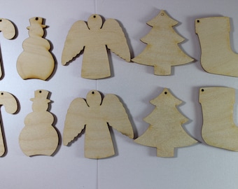 100 piece unfinished Wood 3" Christmas Ornament Set