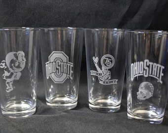 Ohio State Pint Glasses - Officially Licensed Ohio State Football Pint glasses Set of 4