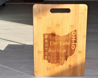 Ohio themed bamboo cutting board