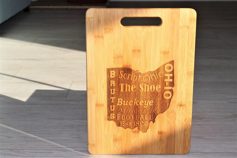 Ohio themed bamboo cutting board image 1