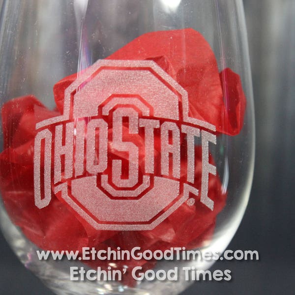 Ohio State Wine Glass - Officially Licensed Ohio State Athletic Logo Wine glasses Laser engraved