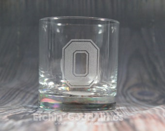 Ohio State Rocks Glass - Officially licensed Ohio State Block O Rocks Glass