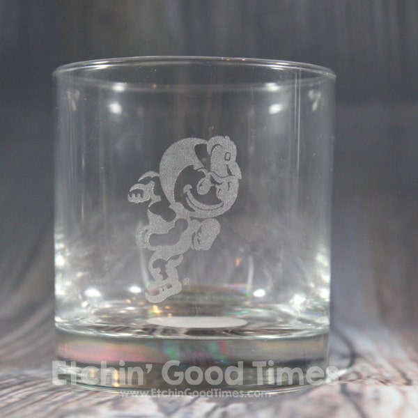 Ohio State Rocks Glass - Officially licensed Ohio State Vintage Brutus Rocks Glass