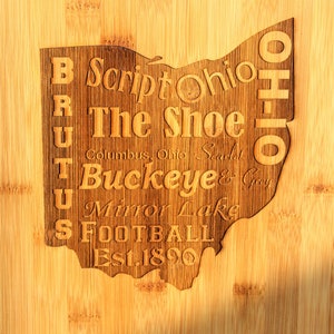 Ohio themed bamboo cutting board image 2