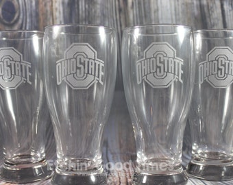 Ohio State Pub Glass - Officially licensed Ohio State Athletic Logo Pub Glass Set of 4