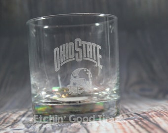 Ohio State Rocks Glass - Officially licensed Ohio State Football helmet Rocks Glass