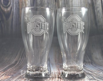 Ohio State Pub Glass - Officially licensed Ohio State Athletic Logo Pub Glass Set of 2