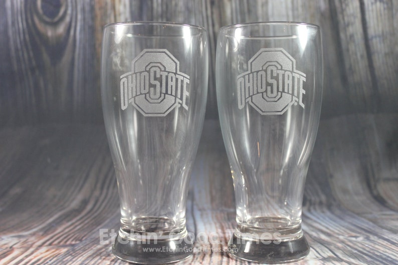 Ohio State Pub Glass Officially licensed Ohio State Athletic Logo Pub Glass Set of 2 image 1